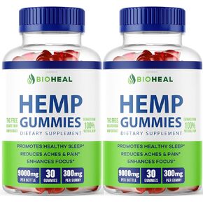 عبوتان - علكة بيو هيل. BioHealGummie, Bio Heal 60 علكة لمدة شهرين، علكات Bio Heal Hemp 9000 ملغ لكل زجاجة، علكات BioHeal in Kuwait