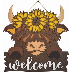 Welcome Door Sign Hanging Spring Summer Bee Gnome Wooden Sign Farmhouse Honey Bumble Bee Wood Front Door Hanger for Bedroom Living Room Indoor Outdoor Kitchen Home Decor