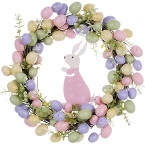 15" Easter Egg Wreath,Artificial Easter Wreaths for Front Door Easter Decorations with Colorful Easter Eggs for Easter Front Door Wall Home Decor(Multicolor_1)