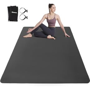 Large Yoga Mat for Men and Women 1/4 & 2/5 Inch Extra Thick TPE Fitness Mat for Home Gym Workout, Non-Slip, Eco Friendly Exercise Mat for Yoga, Pilates, Stretching, Meditation