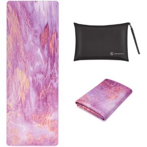 SNAKUGA Travel Yoga Mat, Non Slip Exercise Suede Mat with Carry Bag, All-Purpose Fitness Mat with High Density Anti-Tear Surface for Women, Ideal for Pilates Workout (72'' x 26'' x 1.5mm Thick)