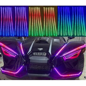 Bluetooth + Remote Control 12PCS 6.5FT 2Meters 78inch Single Row Dream Color Chasing Illuminated Light Strips for Car Truck Spyder Ryker Polaris Slingshot