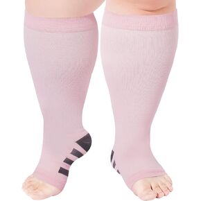 Toeless Plus Size Compression Socks for Women Open Toe Wide Calf Compression Socks 15-20mmHg Support Socks