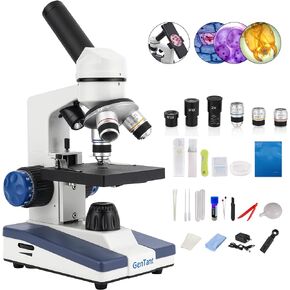 Compound Monocular Microscope for Kids Students, 40X-2000X Microscope, with Dual LED Illumination, Slides Set, Phone Adapter, Biological Microscope for School and Home Education