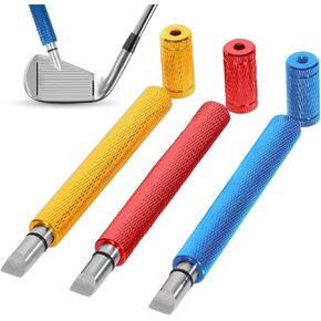 BUSHIBU Golf Club Groove Sharpener Tool, 3 Pack Stainless Steel Golf Club Cleaner for Re-Grooving Wedges & Irons, U & V-Grooves