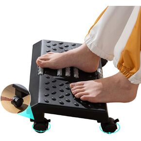 Foot Rest for Under Desk, Foot Stool -6 Height Adjustable with Massage Surface and Roller for Home Office, All Ages