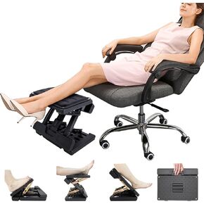 Adjustable Foot Rest,Under Desk Footrest,Foot Rest for Under Desk at Work,Under Desk Foot Rest with Large Roller Massage for Office,Detachable Cushion with Adjustable Height and Angle (Black