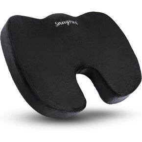 SnugPad Black Memory Foam Seat Cushion - Sciatica, Back, Hip, and Tailbone Pain Relief, Firm Version, Support for Office Chair, Wheelchair, Car. Non-Slip Orthopedic Coccyx Memory Foam (2 Pack)