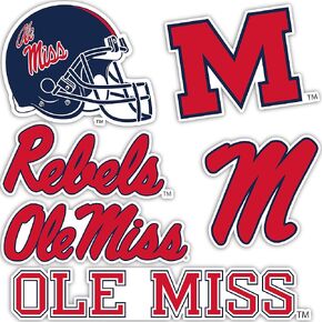 University of Mississippi Sticker Rebels Ole Miss U of M Stickers Vinyl Decals Laptop Water Bottle Car Scrapbook T2 (Type 2)