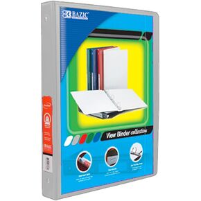 BAZIC 4101 1/2" Grey 3-Ring View Binder w/ 2-Pockets