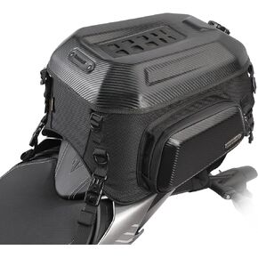 Rhinowalk Motorcycle Tail Bag Rear Seat Bag Hard Shell Waterproof 12-18L Expandable Motorbike Backpack Luggage Bag Storage Bag