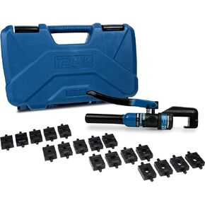 TEMCo TH0006 Hydraulic Electrical Cable Lug/Terminal Crimper Kit with 18 Die Sets 12 AWG - 00 (2/0) (5 US TON)