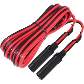 12FT SAE to SAE Extension Cable 16AWG- SAE Extension Cord, SAE 2Pin Bullet Quick Connect 16awg Heavy Duty Wire Harness with Waterproof Cap