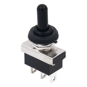 Baomain Car Toggle Switch SPDT Latching (Maintained) ON-Off-ON 3 Pin 3 Position 12V/25A with Waterproof Cover for Auto Car (10PCS)