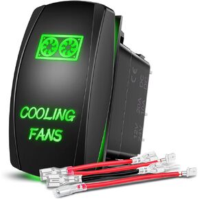 Nilight Cooling Fans Rocker Switch Led Light Bar Switch 5Pin Laser On Off SPST switches 20A/12V 10A/24V Switch Blue with Jumper Wires Set for Cars Trucks RVs
