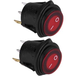 2 Pcs 12V Waterproof Rocker Switches Round Red 3 Pin LED Light Button Rocker Toggle Switch On Off for Car Auto Boat Truck