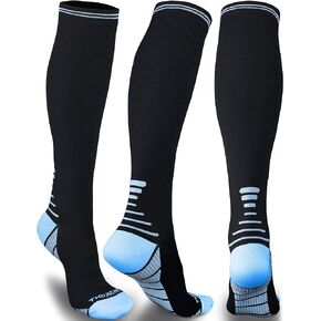 Compression Socks for Women & Men 20-30 mmHg Knee High Support Compression Socks for Travel Sport Running (1 or 2Pairs)