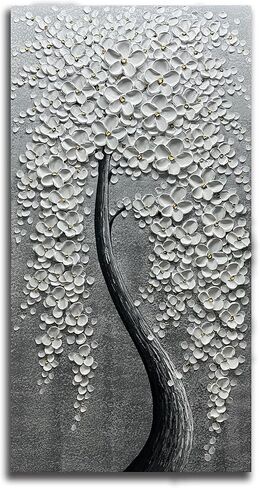 Yika Art, 3D Paintings Modern Abstract Oil Painting Hand Painted On Canvas Abstract Artwork Picture Wall Decoration for living room - Golden Lucky Tree Wall Art-24X48 Inch in Saudi Arabia