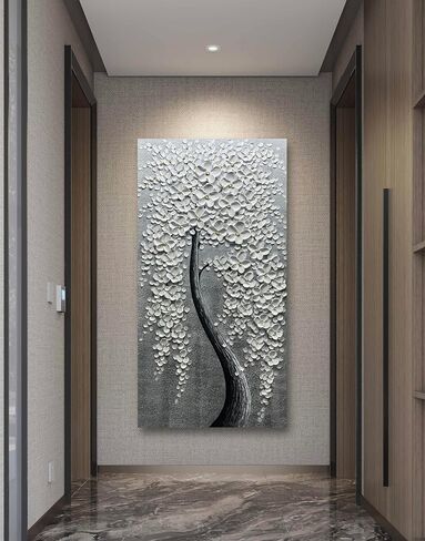 Yika Art, 3D Paintings Modern Abstract Oil Painting Hand Painted On Canvas Abstract Artwork Picture Wall Decoration for living room - Golden Lucky Tree Wall Art-24X48 Inch in Saudi Arabia