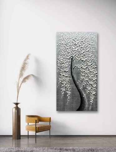 Yika Art, 3D Paintings Modern Abstract Oil Painting Hand Painted On Canvas Abstract Artwork Picture Wall Decoration for living room - Golden Lucky Tree Wall Art-24X48 Inch in Saudi Arabia
