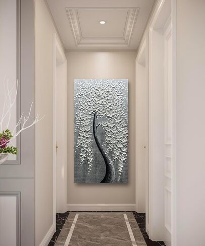 Yika Art, 3D Paintings Modern Abstract Oil Painting Hand Painted On Canvas Abstract Artwork Picture Wall Decoration for living room - Golden Lucky Tree Wall Art-24X48 Inch in Saudi Arabia