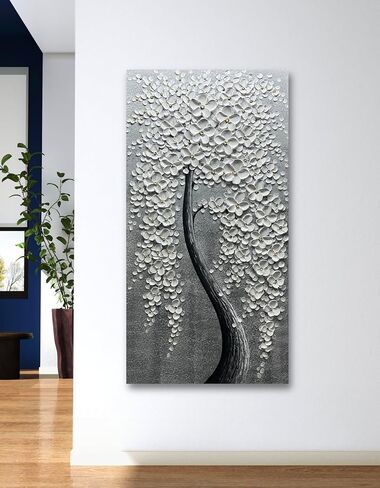 Yika Art, 3D Paintings Modern Abstract Oil Painting Hand Painted On Canvas Abstract Artwork Picture Wall Decoration for living room - Golden Lucky Tree Wall Art-24X48 Inch in Saudi Arabia