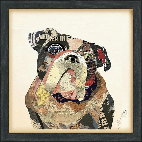 Empire Art Direct "English Bulldog Dimensional Collage Framed Graphic Art Under Glass Wall Art Ready to Hang, Living Room, Bedroom & Office, 17in x 17in x 1.4in in Saudi Arabia