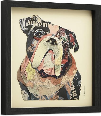 Empire Art Direct "English Bulldog Dimensional Collage Framed Graphic Art Under Glass Wall Art Ready to Hang, Living Room, Bedroom & Office, 17in x 17in x 1.4in in Saudi Arabia