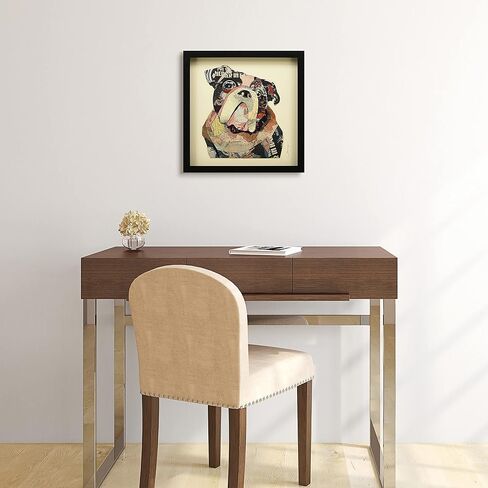 Empire Art Direct "English Bulldog Dimensional Collage Framed Graphic Art Under Glass Wall Art Ready to Hang, Living Room, Bedroom & Office, 17in x 17in x 1.4in in Saudi Arabia