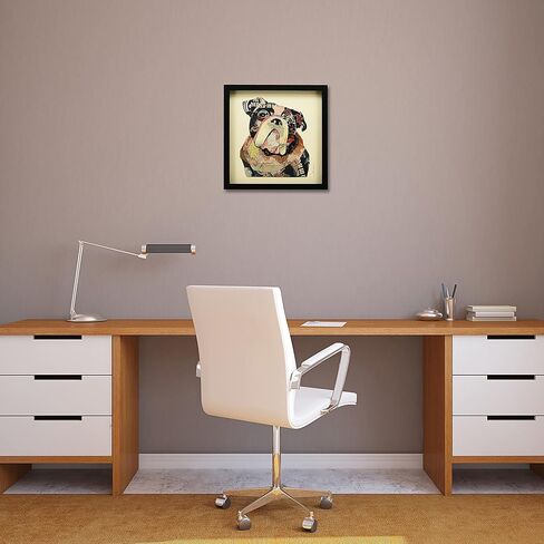 Empire Art Direct "English Bulldog Dimensional Collage Framed Graphic Art Under Glass Wall Art Ready to Hang, Living Room, Bedroom & Office, 17in x 17in x 1.4in in Saudi Arabia