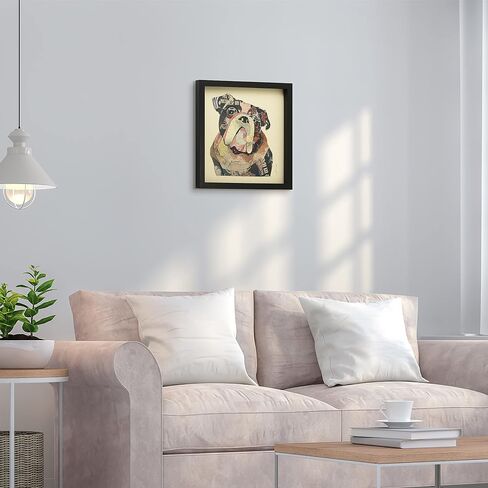 Empire Art Direct "English Bulldog Dimensional Collage Framed Graphic Art Under Glass Wall Art Ready to Hang, Living Room, Bedroom & Office, 17in x 17in x 1.4in in Saudi Arabia