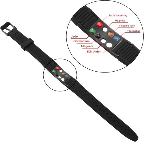 EMFProtection قلادة وسوار (مجموعة)، سوار الصحة 7 في 1، سوار مغناطيسي رياضي - مقاوم للماء ويناسب جميع المعصمين، الدورة الدموية، الطاقة والتوازن (أسود) in Kuwait