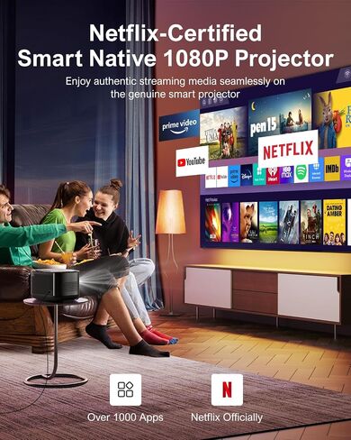 جهاز عرض ULTIMEA 1080P فك تشفير 4K مع WiFi 6 وBluetooth 5.3، جهاز عرض معتمد من Netflix مع 800 ANSI Lumens، صوت Dolby، التكيف التلقائي للشاشة وتجنب الكائنات، سلسلة Apollo P50 الذكية in Kuwait
