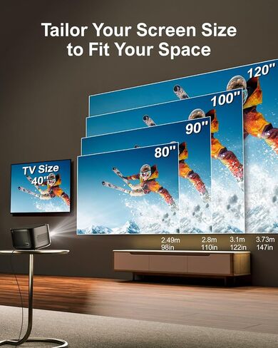 جهاز عرض ULTIMEA 1080P فك تشفير 4K مع WiFi 6 وBluetooth 5.3، جهاز عرض معتمد من Netflix مع 800 ANSI Lumens، صوت Dolby، التكيف التلقائي للشاشة وتجنب الكائنات، سلسلة Apollo P50 الذكية in Kuwait