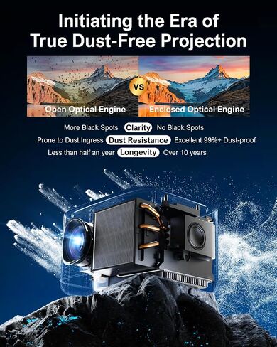 جهاز عرض ULTIMEA 1080P فك تشفير 4K مع WiFi 6 وBluetooth 5.3، جهاز عرض معتمد من Netflix مع 800 ANSI Lumens، صوت Dolby، التكيف التلقائي للشاشة وتجنب الكائنات، سلسلة Apollo P50 الذكية in Kuwait