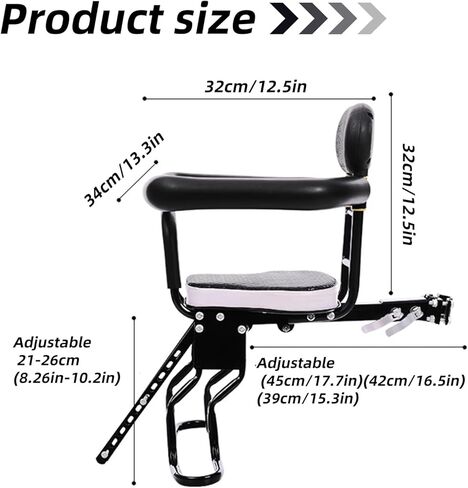 Front Bicycle Seat for Child, Front Mounted Child Bicycle Seat with Handrail Seat Belt and Pedal, with Installation Tools (UP to 100 Pound) in Kuwait