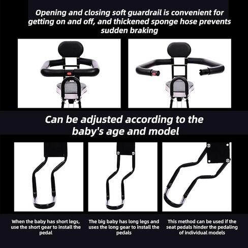 Front Bicycle Seat for Child, Front Mounted Child Bicycle Seat with Handrail Seat Belt and Pedal, with Installation Tools (UP to 100 Pound) in Kuwait