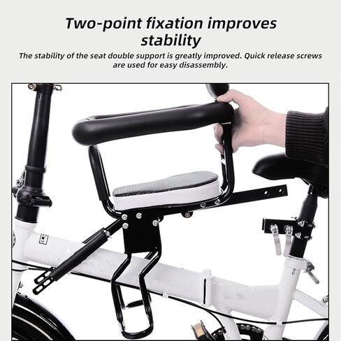 Front Bicycle Seat for Child, Front Mounted Child Bicycle Seat with Handrail Seat Belt and Pedal, with Installation Tools (UP to 100 Pound) in Kuwait