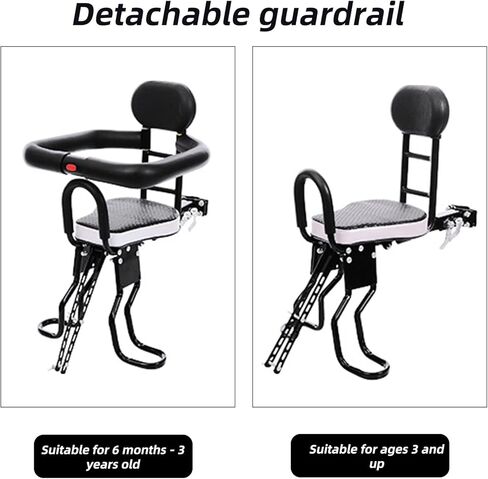 Front Bicycle Seat for Child, Front Mounted Child Bicycle Seat with Handrail Seat Belt and Pedal, with Installation Tools (UP to 100 Pound) in Kuwait