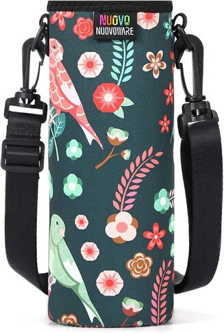 Nuovoware Water Bottle Carrier, Premium Neoprene Portable Insulated Water Bottle Holder Bag 500ML with Adjustable Shoulder Strap Fit Stainless Steel & Plastic Bottles, Small Size, Black in Kuwait