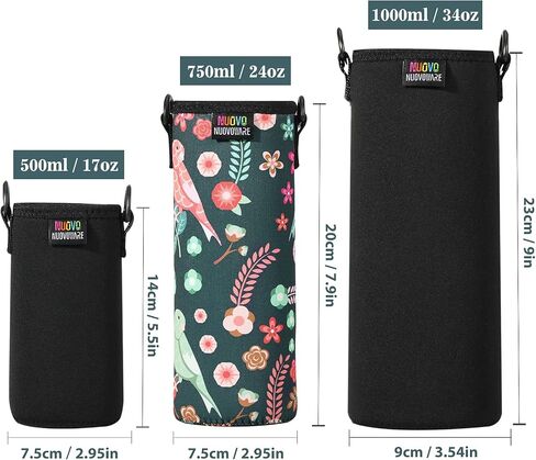 Nuovoware Water Bottle Carrier, Premium Neoprene Portable Insulated Water Bottle Holder Bag 500ML with Adjustable Shoulder Strap Fit Stainless Steel & Plastic Bottles, Small Size, Black in Kuwait