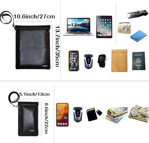 Large Faraday Bags, 2 Pack Portable Faraday Bag For Tablets & Phones & Car Keys, Anti-Theft Anti-Hacking EMP Proof Bag, Fire Resistant & Water Resistant Faraday Pouch(Black) in Saudi Arabia