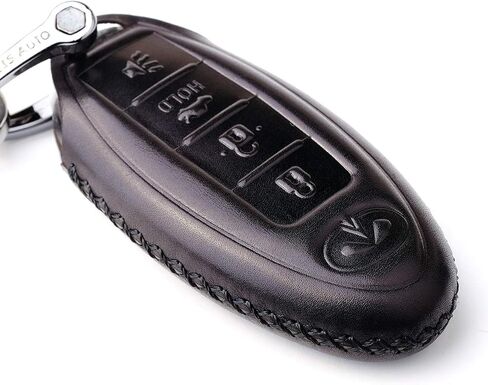 Calfskin Genuine Leather 2000-2018 Infiniti Infinity g35 qx56 fx35 q50 g37 m35 qx60 i35 qx80 q60 qx30 Key fob Cover case Holder only for 5 Buttons (4 Buttons) in Saudi Arabia