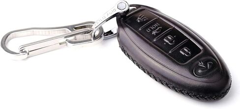 Calfskin Genuine Leather 2000-2018 Infiniti Infinity g35 qx56 fx35 q50 g37 m35 qx60 i35 qx80 q60 qx30 Key fob Cover case Holder only for 5 Buttons (4 Buttons) in Saudi Arabia