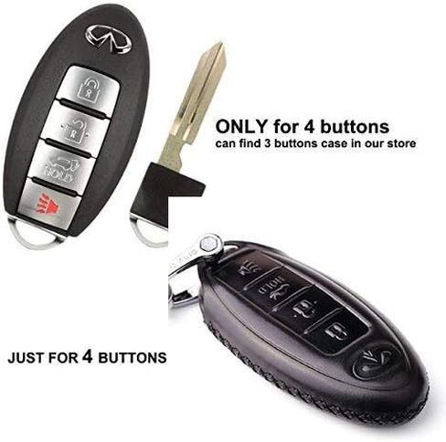 Calfskin Genuine Leather 2000-2018 Infiniti Infinity g35 qx56 fx35 q50 g37 m35 qx60 i35 qx80 q60 qx30 Key fob Cover case Holder only for 5 Buttons (4 Buttons) in Saudi Arabia