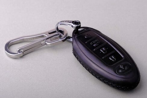 Calfskin Genuine Leather 2000-2018 Infiniti Infinity g35 qx56 fx35 q50 g37 m35 qx60 i35 qx80 q60 qx30 Key fob Cover case Holder only for 5 Buttons (4 Buttons) in Saudi Arabia