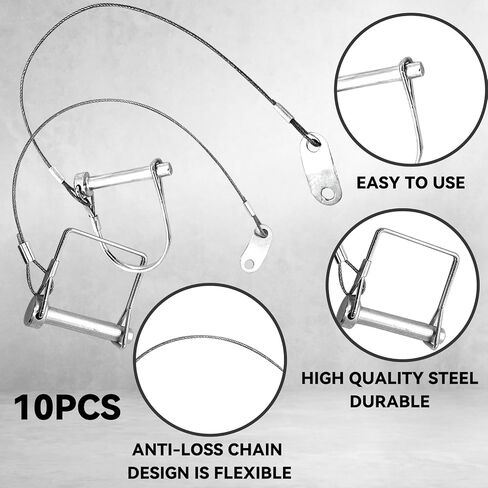 10Pcs Trailer Coupler Pin with Steel Quick Release Ring 2-3/4" x 1/4",for Trailer Hitch Pin for Trailer Lock and Hitch Pin Lock for Farm Lawn Garden Wagons in Saudi Arabia