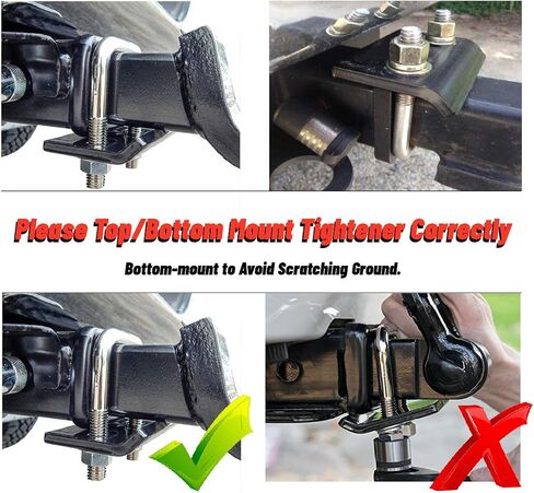 CZC AUTO Hitch Tightener 304 الفولاذ المقاوم للصدأ الثقيلة المضادة للحشرجة استقرار ل1.25 2 بوصة عقبة، خالية من الصدأ قفل أسفل عقبة مثبت لصينية وصلة البضائع الناقل الدراجة رف مقطورة الكرة جبل in Saudi Arabia