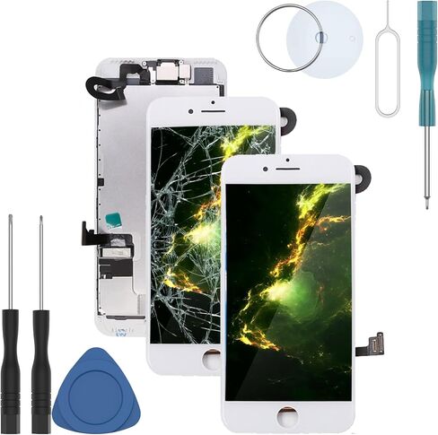 شاشة بديلة لهاتف iPhone 8 مقاس 4.7 بوصة أمامية LCD محول رقمي شاشة لمس ثلاثية الأبعاد A1863 A1905 A1906 مع أدوات إصلاح باللون الأبيض in Saudi Arabia