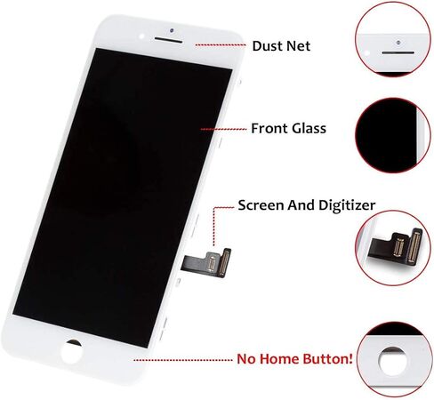 شاشة بديلة لهاتف iPhone 8 مقاس 4.7 بوصة أمامية LCD محول رقمي شاشة لمس ثلاثية الأبعاد A1863 A1905 A1906 مع أدوات إصلاح باللون الأبيض in Saudi Arabia